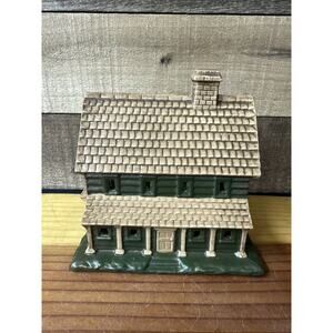 Byron Molds 1980 Ceramic Brown Green House Village Christmas Painted Vintage